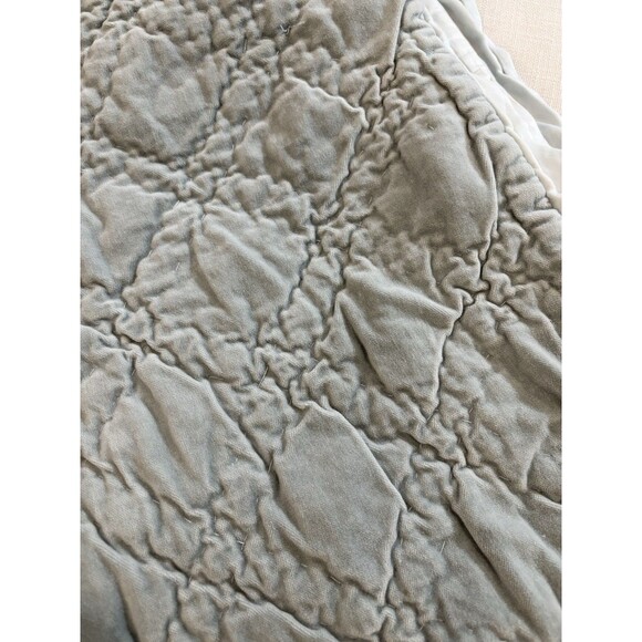 Pottery Barn Washed Velvet Greenish Satin Trim Bedspread & Sham King - Picture 6 of 10